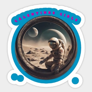 Galentine girl entering space capsule Sticker